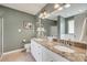This bathroom has double sinks with granite countertops at 2132 Cubla Ct, Rock Hill, SC 29732