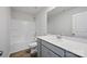 Well-lit bathroom with a tub-shower combination and a modern vanity with sink at 223 Haddonsfield Dr, Mooresville, NC 28115
