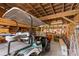 Large open garage filled with a golf cart and shelving at 2932 Rant Drum Rd, Maiden, NC 28650