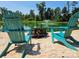 Relaxing pond view featuring beach chairs and a tranquil fountain, perfect for outdoor enjoyment at 2932 Rant Drum Rd, Maiden, NC 28650