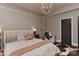 Cozy bedroom with a chandelier, hardwood floors, comfortable chair and decor at 301 W 10Th St # 404, Charlotte, NC 28202