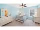 Charming bedroom with a blue color scheme, white furniture, and a ceiling fan at 4009 Oxford Mill Rd, Waxhaw, NC 28173