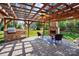 Outdoor kitchen and fireplace under a pergola, perfect for entertaining in the backyard at 4009 Oxford Mill Rd, Waxhaw, NC 28173