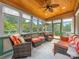 Cozy sunroom with wicker furniture, wood-paneled ceiling, and plenty of natural light at 5104 Top Seed Ct, Charlotte, NC 28226