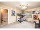 Bedroom with bunkbeds, ceiling fan, and window with blinds at 5516 Northwood Dr, Hickory, NC 28601