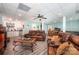 Basement featuring a wet bar, leather couches, and open floor plan at 145 Waterwood Dr, Shelby, NC 28150