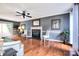 Inviting living room with hardwood floors, a fireplace, and neutral paint at 1633 Kiawah Ct, Gastonia, NC 28056