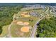 Aerial view of baseball fields with lush landscaping in a community setting at 3145 Bridgewater St, Lancaster, SC 29720
