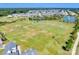 Aerial view showcases a well-maintained sports field and green space within the community at 3145 Bridgewater St, Lancaster, SC 29720