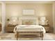 Tranquil main bedroom with neutral tones, decorative lamps, bench, and a cozy rug at 3887 Horsham St, Indian Land, SC 29707