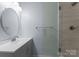Bathroom featuring a glass shower, a vanity, and nice fixtures at 5075 Lakeview Cir, Sherrills Ford, NC 28673