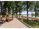 Lake view from the deck with cable railing and adjacent seating at 5075 Lakeview Cir, Sherrills Ford, NC 28673