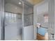 Modern bathroom featuring a glass-enclosed shower with white subway tile at 603 S Fulton St, Salisbury, NC 28144