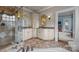 Elegant bathroom featuring a glass enclosed shower and vanity with double sinks at 603 S Fulton St, Salisbury, NC 28144