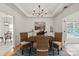 Bright dining room featuring a modern chandelier, wainscoting, and seating for four at 1003 Grayscroft Dr, Waxhaw, NC 28173
