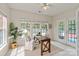 Bright office space with large windows, ceiling fan, and door to the outside at 1003 Grayscroft Dr, Waxhaw, NC 28173