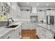 Modern kitchen features white cabinets, stainless steel appliances, and granite countertops at 1629 Southpoint Ln, New London, NC 28127