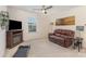 Bedroom with carpeting and ceiling fan with a fireplace at 2037 Christopher Wood Ct, Fort Mill, SC 29707