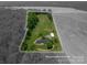 Expansive aerial view of property lot lines featuring lush green lawns and mature trees at 5958 Hoover Elmore Rd, Lincolnton, NC 28092