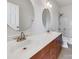 Bathroom featuring double sinks, modern fixtures, and a combined shower and tub at 7130 Founders Club Ct, Charlotte, NC 28269