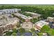 Aerial view shows building exteriors, landscaping, a traffic circle, and surrounding neighborhood at 720 Governor Morrison St # 219, Charlotte, NC 28211