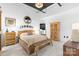 Cozy bedroom with rustic wooden bed frame, modern decor and wooden closet at 720 Governor Morrison St # 219, Charlotte, NC 28211