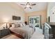 Spacious main bedroom with vaulted ceiling, backyard access, and neutral decor at 207 Spaniel Se Dr, Concord, NC 28025