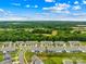 A wide aerial view showcases a residential area with homes, green spaces, and tree coverage at 2717 Aubrey St, Monroe, NC 28110