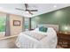 Comfortable bedroom featuring modern decor, including a ceiling fan and bedside lamps at 2717 Aubrey St, Monroe, NC 28110