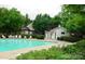 Community pool provides a relaxing space with plenty of seating and a surrounding manicured landscape at 4492 Antelope Ln, Charlotte, NC 28269