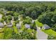 An aerial view of a lovely neighborhood featuring mature trees and well-maintained lawns at 10621 Glenmac Rd, Charlotte, NC 28215