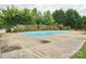 Backyard featuring a concrete pool and a privacy fence of lush trees at 116 Birchwood Ct, Mount Holly, NC 28120