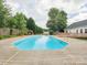 View of backyard pool with privacy fence and deck on a sunny day at 116 Birchwood Ct, Mount Holly, NC 28120
