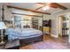 Comfortable main bedroom features wood beams, fireplace and rustic decor at 1645 Brookdale Ave, Charlotte, NC 28210