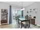 Dining room with a modern table, stylish decor and sliding glass doors to the deck at 1723 Town Oak Ln, Charlotte, NC 28205