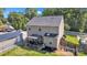 Aerial view of the property showcasing the backyard, shed, and gazebo at 19455 Smith Cir, Cornelius, NC 28031
