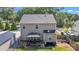 Aerial view of backyard with gazebo, shed, and lush lawn at 19455 Smith Cir, Cornelius, NC 28031