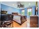 Bedroom with blue walls, wood floors, a ceiling fan, and natural light at 200 W 14Th St, Salisbury, NC 28144