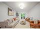 Bright living room with neutral decor, comfortable seating, and access to outdoor patio at 201 N Dotger Ave # C8, Charlotte, NC 28207