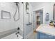 Modern bathroom featuring a tiled shower, and a sink vanity at 2421 Morton St, Charlotte, NC 28208