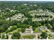 An aerial view displays the neighborhood with lush green trees surrounding well-spaced houses at 2617 Shady Lane Ave, Concord, NC 28027