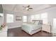 Spacious primary bedroom boasts a tray ceiling, ample natural light, and dark hardwood floors at 282 Auburn View Rd, Rock Hill, SC 29730