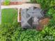 Overhead view of a home surrounded by mature trees, with visible driveway and backyard at 4644 Snow Dr, Harrisburg, NC 28075
