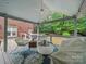 Relaxing outdoor patio area, complete with comfortable seating and a view of the wooded backyard at 4644 Snow Dr, Harrisburg, NC 28075