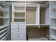 Well-organized closet with multiple shelves and drawer storage at 4672 Snow Dr, Harrisburg, NC 28075