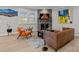 Inviting living room featuring a stone fireplace, natural light, and comfortable seating at 9435 Liberty Hill Dr, Mint Hill, NC 28227