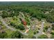 Aerial view of neighborhood featuring beautiful homes surrounded by lush greenery and mature trees at 1613 Spangler Dr, Shelby, NC 28150