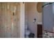 Pool house bathroom with a shower and modern fixtures, offering convenience and style for swimmers at 1613 Spangler Dr, Shelby, NC 28150