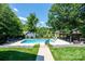 Backyard pool surrounded by a well-manicured lawn, offering a serene and inviting outdoor space at 2024 5Th Street Nw Pl, Hickory, NC 28601