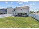 Spacious backyard with white fence and covered patio, perfect for outdoor entertaining and relaxation at 4313 Gibbon Crossing Dr, Charlotte, NC 28269